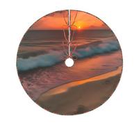 Sunset at The Beach Print Festive Christmas Tree Skirt New Year Holiday Celebrations Home Xmas Mat Decor