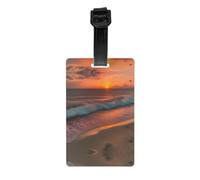 Sunset at The Beach Print Luggage Tag â€“ Full-Back Privacy Cover Suitcase ID Label for Women & Men, PVC Travel Name ID Tag