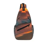 Sunset At The Beach Print Sling Bag Crossbody Backpack Casual Shoulder Lightweight Chest Bags With Adjustable Strap For Travel