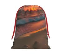 Sunset at The Beach print Super soft velvet Present bag Multipurpose Present Bags for Candy and Grocery Storage