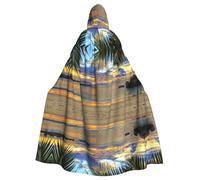Sunset At The Beach Printed Hooded Cloak Robe Cloak Witch Vampires Grim Reaper Devil For Boy Girl Cosplay Costume