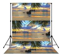 Sunset at The Beach Printed Photo Background, Seamless Matte Fabric for Shoots, Professional Studio Wall Banner