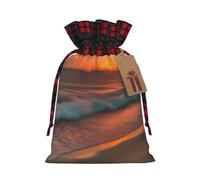 Sunset at the Beach Printing Christmas Drawstring Gift Bags Packaging Birthday Celebration