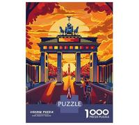 Sunset at The Berlin Gate Jigsaw Puzzle 1000 Pieces, Landmark Urban View, Thick Cardboard Pieces for Puzzle Lovers, Relaxing Challenge, 52x38cm/1000pcs