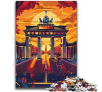 Sunset at The Berlin Gate Jigsaw Puzzles for Adults Teenagers Jigsaws Puzzle, Educational Family Game Suitable for Desktop Decoration 1000pcs (50x75cm)