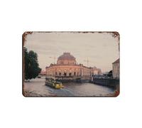 Sunset at The Bode Museum, Berlin Retro Poster Metal Tin Sign Chic Art Retro Iron Painting Bar People Cave Cafe Family Garage Poster Wall Decoration 8x12inch(20x30cm)