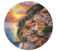 Sunset at The Harbor 1000 Piece Round Jigsaw Puzzles Unique Shape Challenge Games Difficult Colorful Puzzles Challenging Puzzles for Adults 1000pcs (67.5x67.5cm)