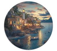 Sunset at The Harbor 1000 Piece Round Puzzle Jigsaw for 5+ Year Olds Geometric Smooth Edging Color Challenge 1000pcs (67.5x67.5cm)