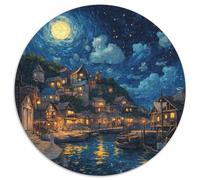 Sunset at The Harbor 1000 Piece Round Puzzles for Kids And Adults Educational Games Unique Shape Impossible for Creative for Teenagers And Adults 1000pcs (67.5x67.5cm)