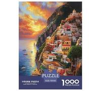 Sunset at The Harbor 1000 Pieces Portable Jigsaw Puzzle Age 3+ Quirky, Abstract Design, Fun Details, Educational, Challenging Puzzle Games 70x50cm/1000pcs