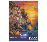 Sunset at The Harbor Jigsaw Puzzles for Adults Challenging Puzzles Difficult Challenges 1000 Pieces Difficult Hard Jigsaw Puzzles for Man And Woman with Letters on Back 70x50cm/1000pcs