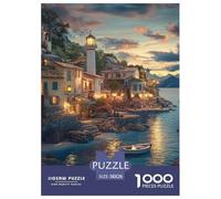 Sunset at The Harbor Puzzles 1000 Pieces Age 12+ for Adults Natural Scenery with Extra Fun Challenges Colourful Home Decoration 100% Recycled Cardboard 38x26cm/1000pcs