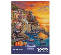 Sunset at The Harbor Puzzles 1000 Pieces for Adults Natural Scenery with Extra Fun Challenges Colourful Creativity Gift Giving 100% Recycled Cardboard 38x26cm/1000pcs