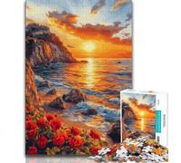 Sunset at The Seaside Jigsaw Puzzles for Adults Teenagers Jigsaws Puzzle,Educational Games Home Decoration Suitable for Desktop Decoration (75x50cm)