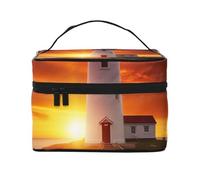 Sunset at The Seaside Printed Travel Makeup Bag Spacious Portable Cosmetic Organiser with Handle, Large Capacity Toiletry Bag, Gift for Women Girls