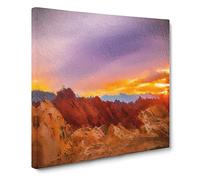 Sunset at the Valley of Fire Canvas Print | Gallery Wrapped 30mm Frame Wall Art | 14x14 inches | Ready to Hang | Modern Landscape Picture | Living Room Bedroom Lounge Office