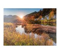 Sunset At The Weitsee Between Ruhpolding And Reit Im Winkl, Chiemgau, Upper Bavaria - Premium 1000 pieces Puzzle - MyPuzzle special collection from Puzzle Galaxy