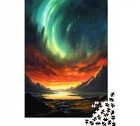Sunset Aurora Landscape 1000-Piece Adult Jigsaw Puzzle, 52x38cm/1000pcs; for A Quiet Evening Project at Home; Clean White Cardboard for Sorting