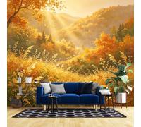 Sunset Autumn Forest Landscape Poster Wallpaper 3D Effect Wall Mural for Living Room 265Cmx280Cm(Wxh) Non-Woven Wallpaper Panoramic Wall Poster Home Decor-Not Peel N' Stick Sunset Autumn Forest 265C