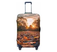 Sunset Autumn Leaf Path Travel Luggage Covers - Elasticity Suitcase Covers Protector for Luggage 18-32 Inch