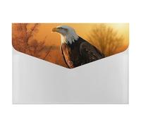 Sunset Bald Eagle Accordion File Organizer 6 Pocket Document Organizer Expanding File Folder Accordion Folder with Labels, Travel Document Folders Plastic Envelopes with Snap Closure 13x9.1 Inch