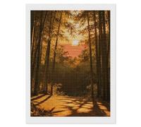 Sunset Bamboo Grove Diamond Art Kits for Adults 12"x16" DIY Diamond Painting Kit for Beginners Gem Art Painting with Round Full Drill Diamonds DIY Paint Paintings for Home Wall Decor Gift