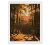 Sunset Bamboo Grove Diamond Art Kits for Adults 16"x20" DIY Diamond Painting Kit for Beginners Gem Art Painting with Round Full Drill Diamonds DIY Paint Paintings for Home Wall Decor Gift