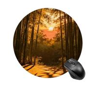Sunset Bamboo Grove Mouse Pad Round Laptop Mouse Mat Cute Computer Mousepad Keyboard Pad Non-Slip Desk Pads for Gaming Office Work Home