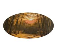Sunset Bamboo Grove Round Rug Washable Circle Area Rugs for Living Room Non-Slip Rugs for Bedroom Dining Room Rug Front Door Mat Round Carpet for Bedroom Kitchen 80 * 80cm