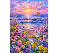 Sunset Beach 500 Piece Jigsaw Puzzles for Adults | Large Poster Included, Dust-Free, Finished Size 49×35cm, No Back Letters Hints, Family Indoor Activity