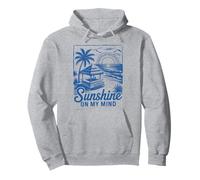 Sunset Beach Bar Palm Tree "Sunshine on My Mind" Retro Surf Pullover Hoodie