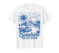 Sunset Beach Bar Palm Tree "Sunshine on My Mind" Retro Surf T-Shirt