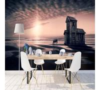 Sunset Beach Cabin Animal Horse 3D Wallpaper Luxury Home Dining Decor Paste Sofa Living Room The Wall for Bedroom Mural-430cm×300cm