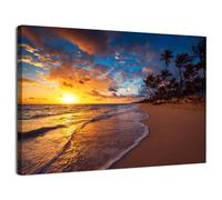 Sunset Beach Canvas Wall Art Tropical Palm Tree Coastal Wall Pictures for Living Room Bathroom Decor Modern Ocean Seascape Prints Relaxing Wall Painting for Bedroom Office Home Decoration 30x40cm