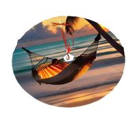 Sunset Beach Hammock Christmas Tree Skirt 30" Fashion Holiday Accessories Suitable for Halloween and Christmas