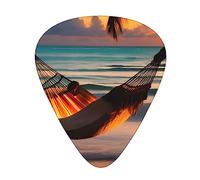 Sunset Beach Hammock Guitar Picks, Premium Celluloid Picks For Enhanced Playability And Tone.