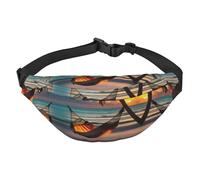 Sunset beach hammock Large Fashion Crossbody Waist Bag, Travel Casual Boys Waist Bag, Suitable for Sports, Running, Cycling, Traveling, Fishing