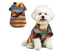 Sunset Beach Hammock Pet Hawaiian Shirt - Soft Peach Skin Button-Down top, Casual Beach Style Medium