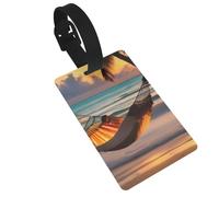 Sunset Beach Hammock PVC Luggage Tag for Suitcases, Durable Travel ID Label with Name Card Removable Strap for Bags, 1 Pack
