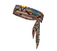 Sunset beach hammock Sports Head Tie-Double Layer Sweatband Headwrap for Women Men, Soft Breathable Yoga Headband for Running Gym Workout