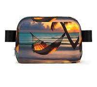 Sunset Beach Hammock Waterproof Waist Bag for Men Women-Adjustable Bum Bag for Travel, Lightweight Crossbody Chest Bag for Running Gym