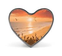 Sunset Beach Heart Pin, 1 Inch Metal Love Lapel Pins - Lightweight, Smooth Edges, Versatile Badge Brooch for Jackets, Shirts, Bags, Gifts for Friends, Family