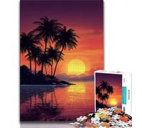 Sunset Beach Jigsaw Puzzles for Teenagers,Help The Brain Exercise Addictive Toys to Cultivate Patience Suitable for Couples (75x50cm)