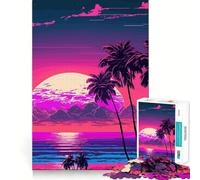Sunset Beach Landscapes Jigsaw Puzzles for Teenagers 1000 Mind Exercise Toy Home Activity Precision Cut Wall Art Decor 50x75cm