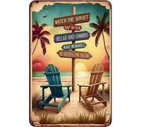 Sunset Beach Metal Tin Sign Watch The Sunsrt Funny Poster Cafe Restaurant Living Room Kitchen Bathroom Home Art Wall Decoration Plaque Gift