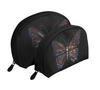 Sunset beach Moon Cosmetic Bag, Travel Makeup Pouch, Portable Waterproof Cosmetic Pouch for Girls Women., Mystery Butterfly, One Size