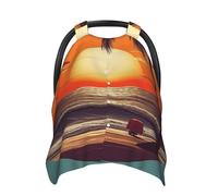 Sunset Beach Palm Tree Baby Car Seat Canopy Cover, Multi Use Breathable Nursing Breastfeeding Covers for Mom Soft Stroller Sun Shade Newborn Shower Gift