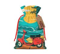 Sunset Beach Palm Tree Print Drawstring Bags Burlap Gifts Bag With Drawstring Gift Bags For Wedding/Party/Festival/Storage