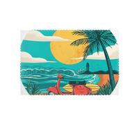 Sunset Beach Palm Tree Printed Placemats Set of 6 PCS, Heat Resistant Non-Slip Table Mats for Dining Table, Washable Kitchen Place Mats for Indoor & Outdoor