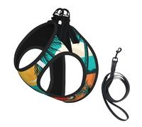 Sunset Beach Palm Tree Printing Puppy Summer Vest Harness With Reflective,Dog Accessories For Small Medium Large Dogs And Cats